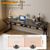 Extra Long OSCHF Desk with Bookshelf - 71" Modern Dual Workstation for Home and Office OSCHF