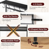 MAHANCRIS Bakers Rack with Power Outlet, Coffee Bar Station with Wine Rack, Bakers Racks for Small Spaces, Microwave Stand for Kitchen, Black BRBK23E01 MAHANCRIS