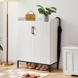 Mericonia Modern Shoe Cabinet with Metal Legs, Farmhouse Large 5-Tier Shoe Storage Cabinet with Doors, Wooden Shoe Organizer for Entryway, Hallway, Closet, Bedroom, Living Room, White Mericonia