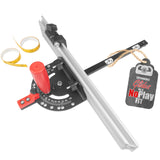 Fulton Miter Gauge 2000 SE HDF NoPlay Expandable Glides Steel Miter Bar for 3/4 x 3/8 Inches, Miter Slot UHMW Slick Base Pad, Protractor Style Head 13 Positive Stops, Aluminum Dual 45 Degree Fulton