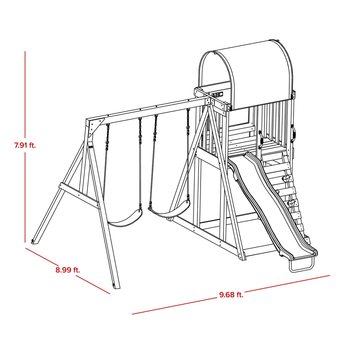 Sportspower Augusta Wooden Swing Set with Heavy Duty A-Frame & 6ft Double Wall Slide, Bonus Anchor Kit Included Sportspower