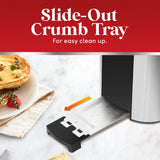 Elite Gourmet ECT-3100 Long Slot 4 Slice Toaster, Reheat, 6 Toast Settings, Defrost, Cancel Functions, Built-in Warming Rack, Extra Wide Slots for Bagels & Waffles, Stainless Steel & Black Elite Gourmet