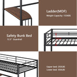 Heavy Duty Bunk Beds Twin Over Full Size, Twin Over Full Bunk Bed with Desk and Side Ladder, L Shaped Bunk Bed Can Be Divided Into One Full Size Bed Frame and One Twin Loft Bed with Desk, Black Bellemave