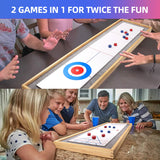 GSE 2-in-1 Solid Wood Mini Shuffleboard and Curling Tabletop Game Board Set with 8 Rollers Gifts for Kids and Adults GSE Games & Sports Expert