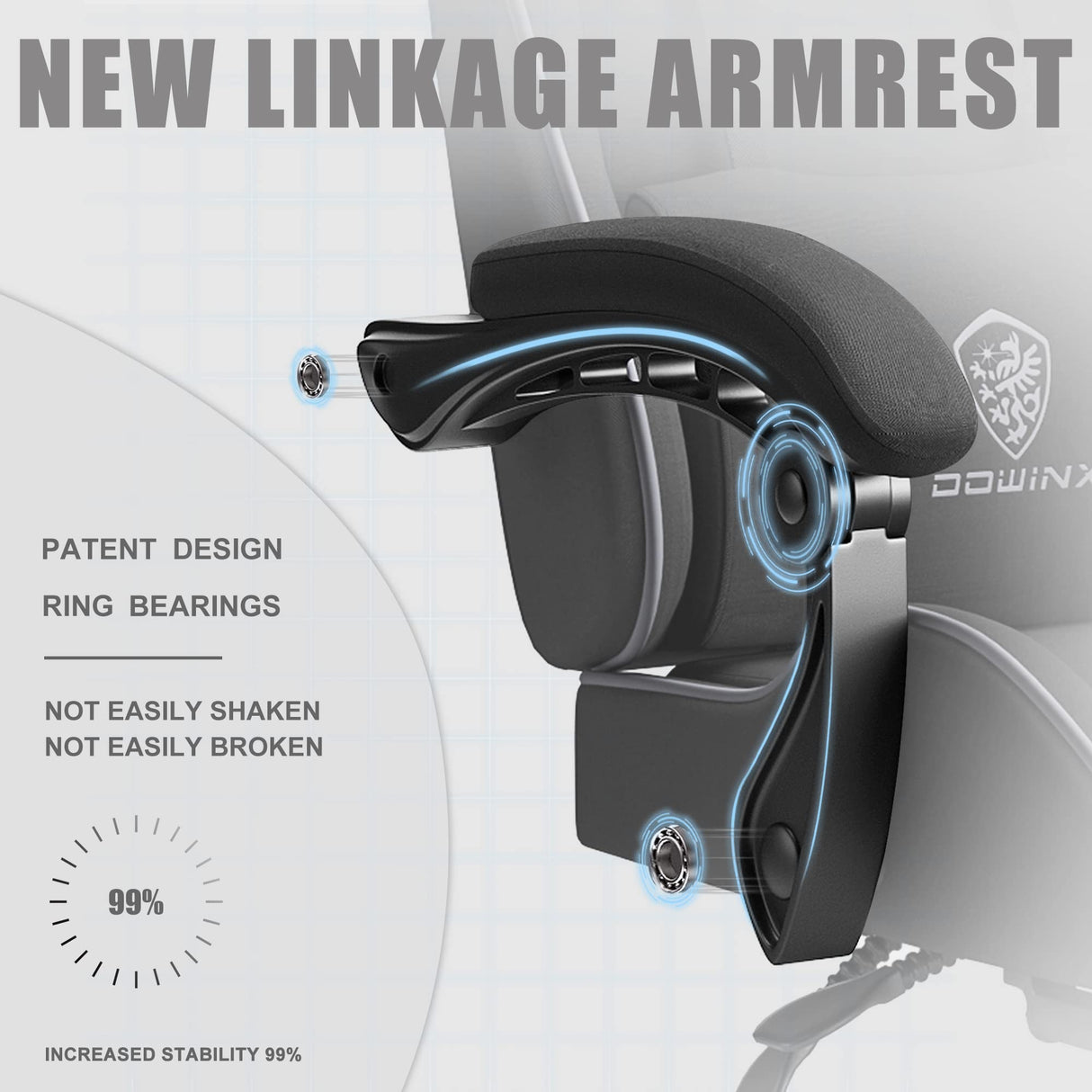 Dowinx Gaming Chair Fabric with Pocket Spring Cushion, Massage Game Chair Cloth with Headrest, Ergonomic Computer Chair with Footrest 290LBS, Black Dowinx