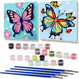 nekpiahu 2 Framed Butterfly Paint by Numbers Kit for Kids - Kids Paint by Number Kits Age 5-8-12, Easy Acrylic Oil Paint by Number for Kids 8x8inch nekpiahu
