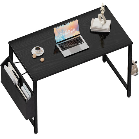 Pamray 32 Inch Computer Desk for Small Spaces with Storage Bag, Home Office Work Desk with Headphone Hook, Small Office Desk Study Writing Table Pamray