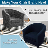 WOMACO 2 Pieces Club Chair Slipcover Printed Stretch Armchair Tub Round Barrel Swivel Chair Covers withc Cushion Cover Elastic Bottom Sofa Furniture Protector for Tullsta (1, Navy) WOMACO