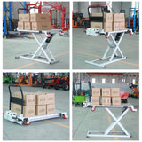 Hydraulic Lifting Platform, Electic Single Scissor Lift Table with 4 Wheels, Hydraulic Lift Table Cart, 300kg Capacity, 38.6" Lifting Height XQZMZSCP