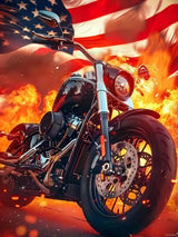 HMDIIMGE 5D Diamond Painting Kits for Adults The American Flag and The Motorcycle Diamond Art Kits DIY Full Round Drill Motorcycle with Diamonds Gem Art Help Relieve Stress 12x16 inch HMDIIMGE