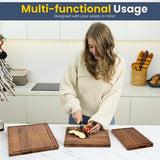 KOLWOVEN Wood Cutting Boards for Kitchen - Set of 3, Wooden Cutting Board Set with Holder for Chopping Meat, Cheese, Fruits, Vegetables, Knife Friendly Serving Tray KOLWOVEN