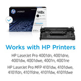HP Original 148X Black Laserjet Toner Cartridge | This Cartridge Works Laserjet Pro 4001, MFP 4101 | W1480X, Black HP