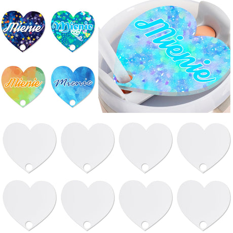ToBeAce Sublimation Name Plate Blanks Acrylic for Stanley 40 oz Tumblers H2.0 & H1.0, Sublimation Topper Personalized Name Tag for Customized Stanley Cup, Heart (8 Pcs, NOT 30/20 oz) ToBeAce