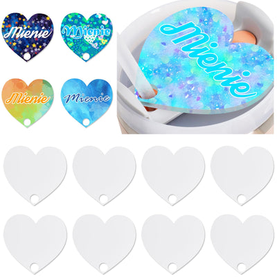 ToBeAce Sublimation Name Plate Blanks Acrylic for Stanley 40 oz Tumblers H2.0 & H1.0, Sublimation Topper Personalized Name Tag for Customized Stanley Cup, Heart (8 Pcs, NOT 30/20 oz)