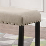 Roundhill Furniture Biony Fabric Dining Bench with Nailhead Trim, Tan Roundhill Furniture
