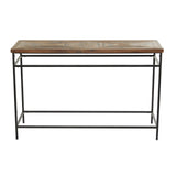 Deco 79 Metal Console Table with Brown Wood Top, 48" x 16" x 30", Black Deco 79