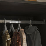 AIEGLE 2 Doors Wardrobe Armoire with Mirror, Mirrored Armoire Wardrobe Closet with 2 Drawers, Shelves & Hanging Rod, Bedroom Wooden Clothes Organizer, Dark Brown (31.5" W x 18.9" D x 72" H) AIEGLE