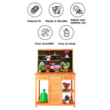 Agitree Outdoor Potting Bench with Double Doors,Drawer Garden Potting Table with Adjustable Shelf/Hooks,Wooden Potting Benches with Cabinet for Backyard,Patio.（45x49x14 inches Agitree