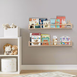 TUEGEGNS Nursery Book Shelves Wall Mounted Set of 2, 32 inches Wooden Floating Wall Bookshelves for Kids,Nursery Shelves for Bookshelf Wall,Kids Bookshelf for Kids Room, Bedroom and Study Room TUEGEGNS