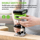 Greenworks 24V Cordless Trim Router, Variable Speed Brushless Motor Compact Palm Router with 2Ah Battery and Charger Greenworks