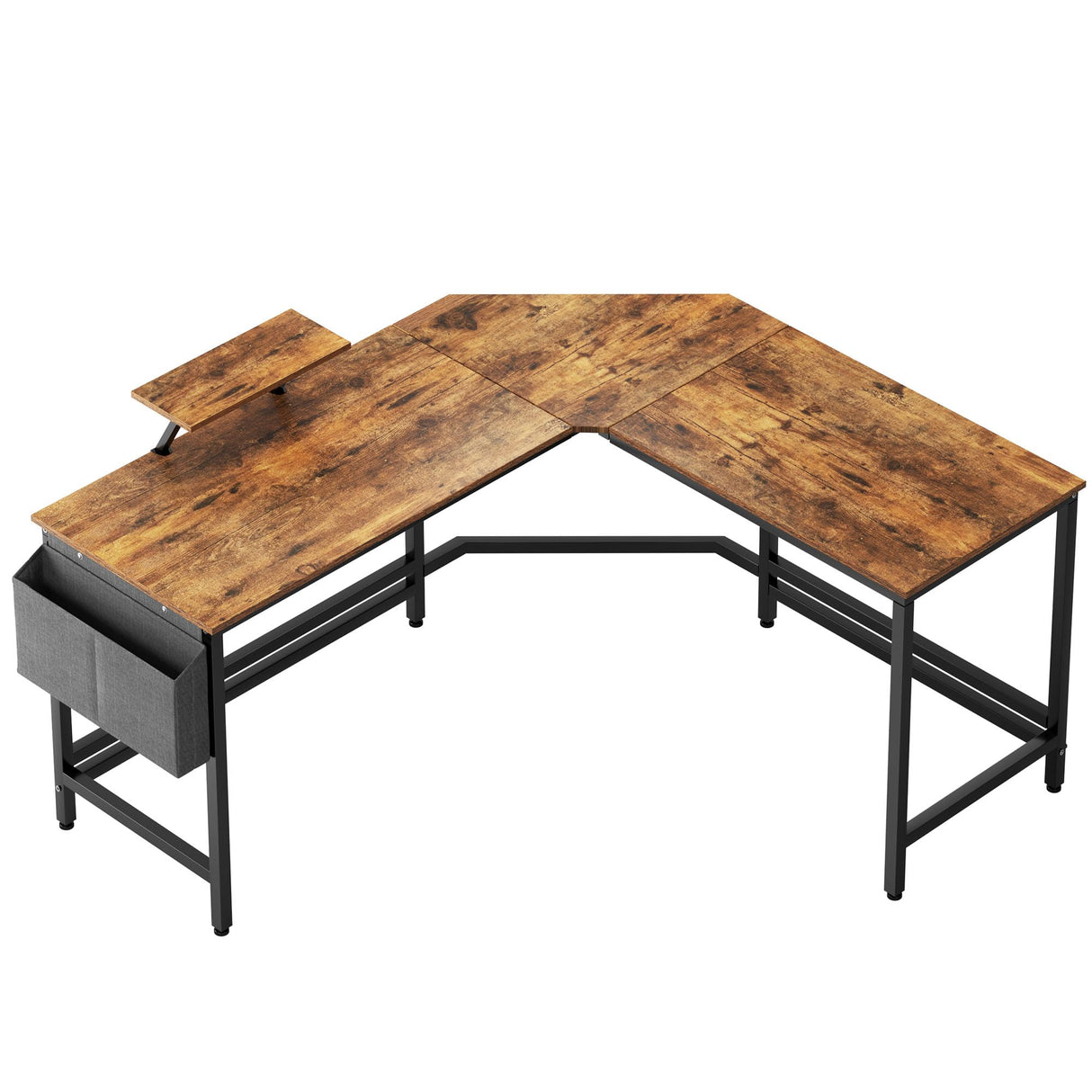 DlandHome Reversible L-Shaped Desk Large Corner Desk Folding Table Computer Desk Home Office Table Computer Workstation, Retro DlandHome