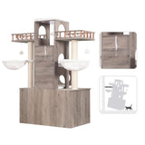Heybly Cat Tree with Litter Box Enclosure for Indoor Big Cat, Cat Tower for Large Cats 20 lbs Heavy Duty, Modern Cat Condo Furniture with Scratching Posts, Rustic Gray HCT110SG Heybly