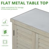 Outdoor Storage Cabinet & Potting Bench Table with Metal Top, Wooden Patio Furniture, Garden Workstation (Accent Grey, 36x31x17in) SoliWood