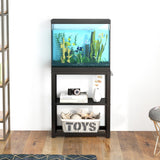 Livofloral 10-20 Gallon Fish Tank Stand with Storage Shelf, Aquarium Stand Measuring 24.8" W x 9.5" D x 30.1" H with Hooks,Heavy Duty Metal Turtle Reptile Tank Stand, Easy Assemble Livofloral