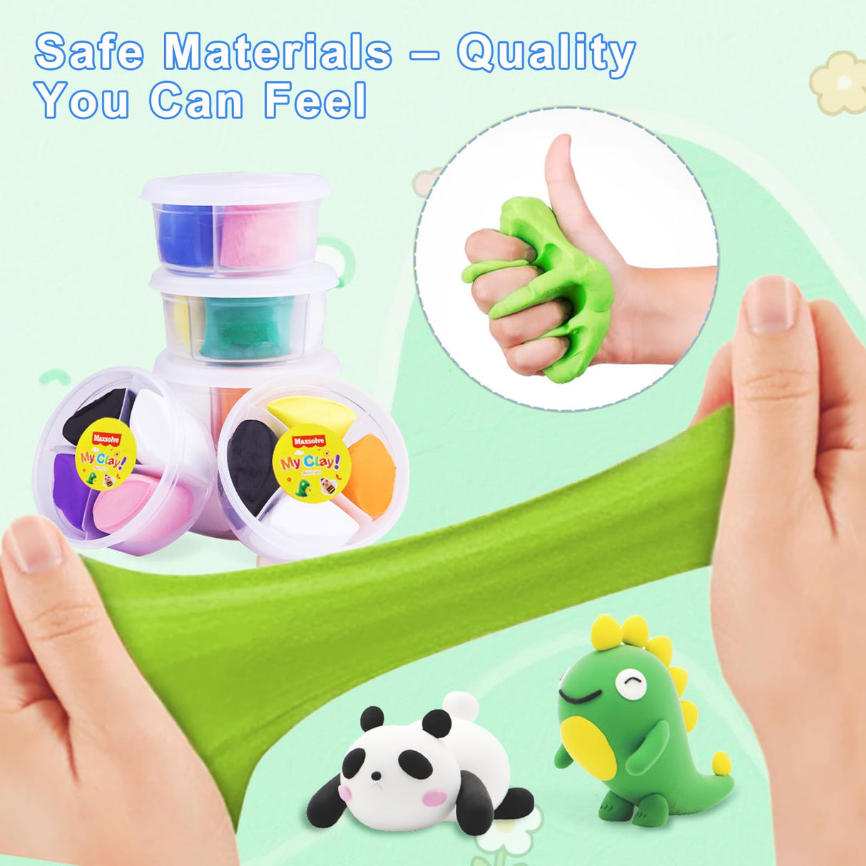Air Dry Clay for Kids, 12 Animals Modeling Clay Kit with 8 Sculpting Tools and Clear Acrylic Sheet, Soft & Non-Sticky, Safe & Non-Toxic Magic Clays, DIY Arts & Crafts Creative Gift for Boys & Girls Maxsolve