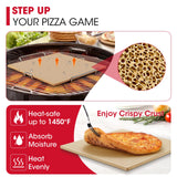 Unicook 12 Inch Square Pizza Stone for Oven and Grill, Oven Baking Stone for Bread, Cordierite Pizza Pan for Baking Crispy Pizzas, Bread and Cookies, Includes Carry Rack and Pizza Dough Scraper Unicook