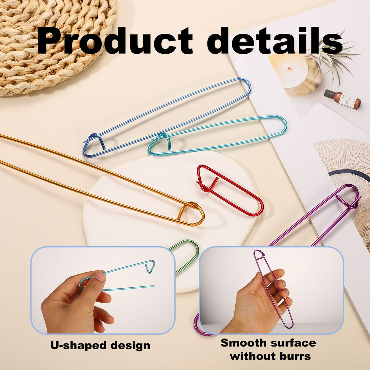 12pcs Knitting Stitch Holders, Handy Yarn Stitch Holder Versatile Knitting Crochet Hook Practical Knitting Needle Holders Colorful Crochet Stitch Holders for Quilting Sewing Knitting (6 Sizes) lasuroa