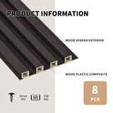 POHARE WPC Slat Wall Panels, 8 Pack Accent Decorative Acoustic Wood Slats for Wall and Ceilings, Acoustic Panels for Interior Wall Modern Décor, Black Oak, 95 x 6 in POHARE