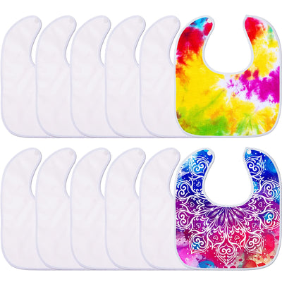 HooLing 12 Pieces Sublimation Blank Baby Bib Heat Press White Baby Bib Printable Reusable Dribbler Bib Stain and Odor Resistant Feeder Drool Bib for Infant Newborn DIY Creative Design, 30 x 27 cm