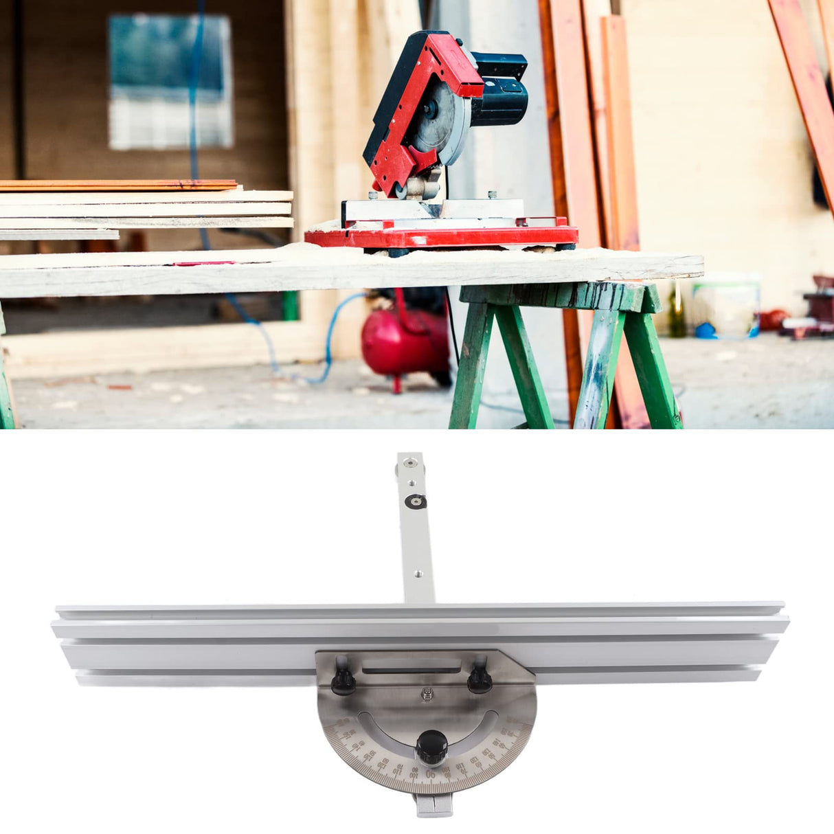 Miter Gauge Fence System, Miter Gauge Table Saw Miter Gauge System with Aluminum Alloy Miter Gauge and Fence, Table Saw Accessories Hilitand