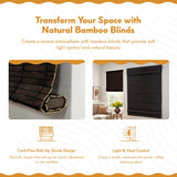 Radiance Cordless Bamboo Roman Shades for Windows - Flatweave Bamboo Blinds for Reduce Bright Light - Easy to Lift & Fold Up Window Shades - Espresso - 27 in. W x 48 in. L - (02208825E) Radiance
