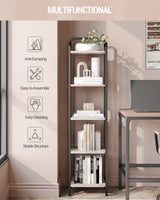 Hzuaneri Bookcase Bookshelf, Narrow Book Shelf, Industrial Corner Shelf Storage Organizer, Slim Shelving Unit for Home Office, Living Room, Bedroom, Kitchen, 5-Tier Greige and Black BC24505B Hzuaneri