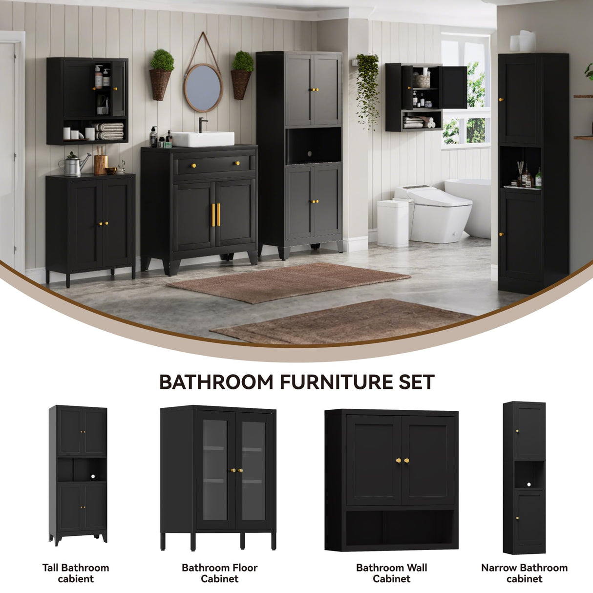 YAUWOH 69''Metal Pantry Storage Cabinet with 4 Doors & 3 Adjustable Shelves,Kitchen Pantry Cabinet with Microwave Shelf,Microwave Stand with Storage for Kicthen,Dining Room,Bathroom Black YAUWOH