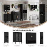 YAUWOH 69''Metal Pantry Storage Cabinet with 4 Doors & 3 Adjustable Shelves,Kitchen Pantry Cabinet with Microwave Shelf,Microwave Stand with Storage for Kicthen,Dining Room,Bathroom Black YAUWOH