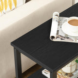 HOOBRO End Table, Simple Rustic Side Table with 3-Tier Storage Shelf, Narrow Nightstand for Small Spaces, Easy Assembly, for Living Room, Bedroom, Metal, Industrial Design, Black BB14BZ01 HOOBRO