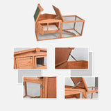 GOJOOASIS 60" Chicken Coop Outdoor Wooden Rabbit Hutch Poultry Cage with Run & Wire Fence for Backyard GOJOOASIS