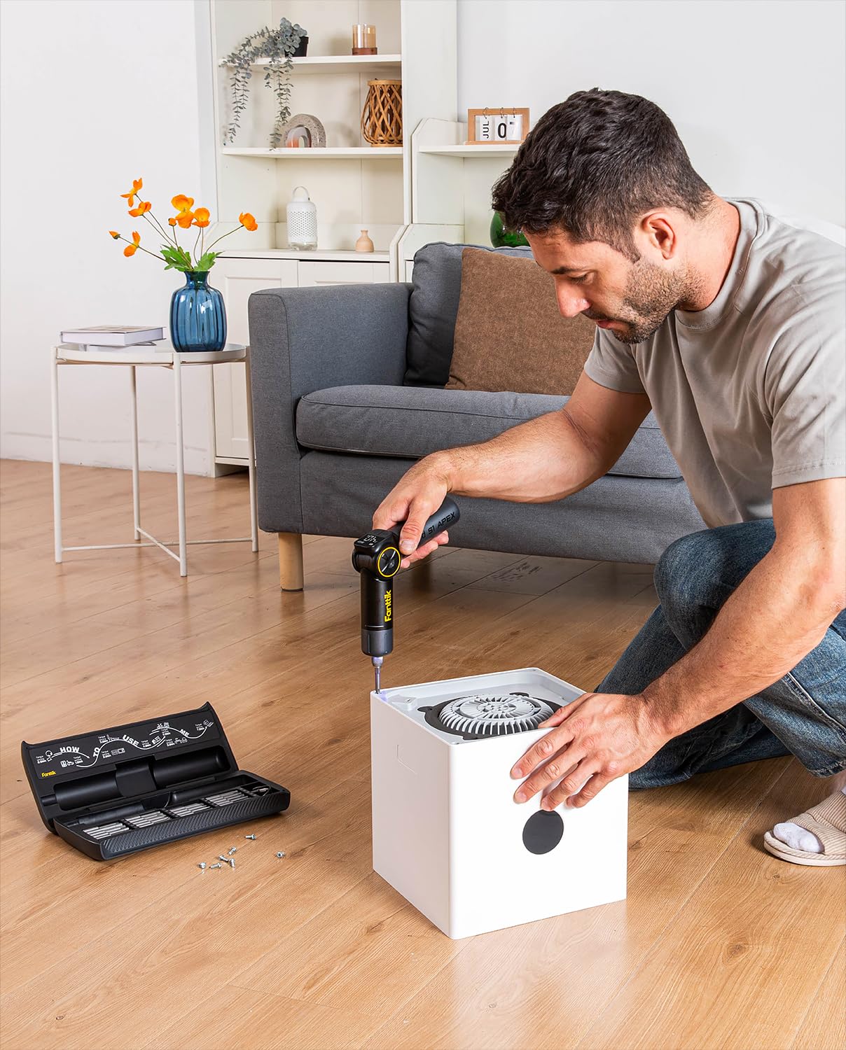 Fanttik Fold S1 APEX 3.7V Cordless Screwdriver, Electric Screwdriver, Screen Interaction, Pivot Handle, High/Low RPM Options, Max 7N.m, 1/4''Hex, Ideas DIY Tool - Deluxe Edition Fanttik