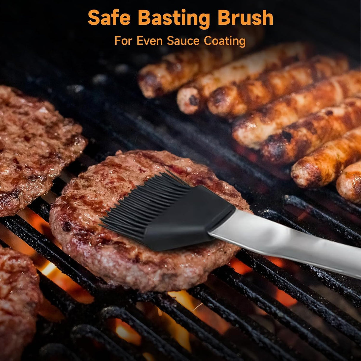 SHINESTAR Heavy Duty Grill Tools Set, Stainless Steel Grilling Accessories with Spatula, Tongs, Fork and Basting Brush, 4PCS, Ideal Grilling Gifts for Man SHINESTAR