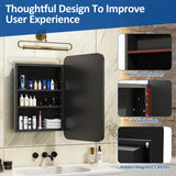 ACEMIRO 16x24 Inch Black Mirror Medicine Cabinet Metal Framed Recessed Wall Mounted Bathroom Medicine Cabinet with Mirror and Storage ACEMIRO