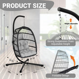 LEVELEVE Egg Chair with Stand,Patio Rattan Wicker Hanging Swing Egg Chair Hammock Chair for Bedroom Porch Garden,Thickened Aluminum Alloy Steel Frame and UV Resistant Cushion,350LBS Capacity LEVELEVE