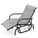 Patio Lounge Chairs Set of 2, Outdoor Glider Recliner Chair Set, 2 PCS Rocking Chairs with Breathable Mesh Fabric Swing Chairs with Foot Rest for Sunbathing, Lawn, Garden or Pool, Grey Garturects