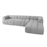 Christopher Knight Home Mania 122" Modular L-Shape Sofa Couch with Chaise Lounge, Modern Sectional Sofa Set for Living Room, Boucle Fabric Upholstered Cloud Couch with Deep Seat, Gray Christopher Knight Home