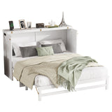 DNChuan Queen Size Murphy Cabinet Bed with Storage Drawer,Foldable Murphy Chest Dresser Bed with Charging Station,Space-Saving for Home Office,Guest Room-White DNChuan