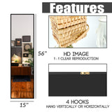 TRAHOME Standing Mirror Full Length Mirror,15" x 56" Large Floor Mirror with Aluminium Frame for Door Bedroom Bathroom Living Room(Black) TRAHOME