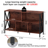 Horizontal Bookshelf,Industrial Modern 5 Cube Low Wide Cubby Bookcase with led Light,Long Wood and Metal Storage Organizer Open Shelf, Book Shelf Bedroom Storage for Home Office Living Room(Brown) Adompacat