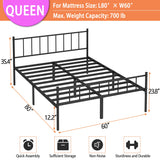 DIIYIV Queen Bed Frame-Classic Metal Platform Bed Frame,Mattress Foundation with Steel Slat Support,Under Foundation Storage,No Box Spring Needed, Easy Assembly, Queen Size DIIYIV